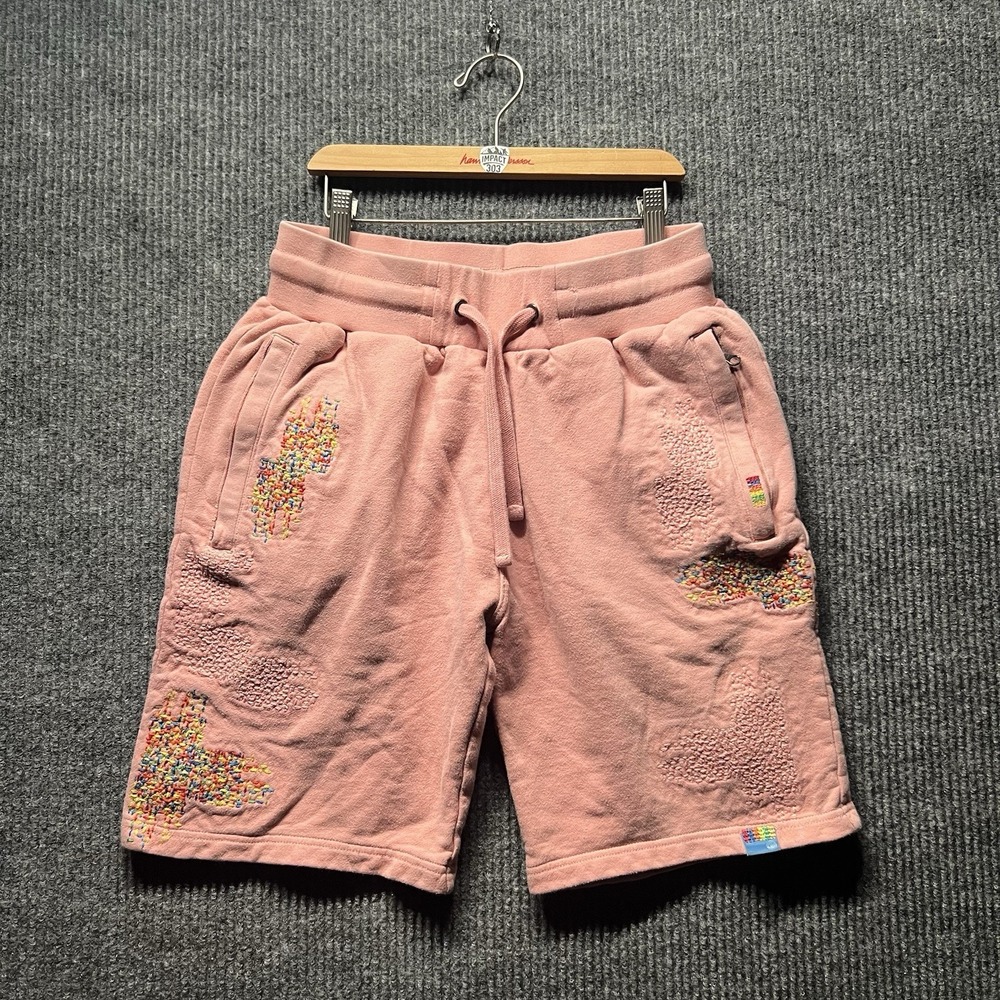 Cookies Brand Sweatpants Shorts Mens Small Pink Embroidered Drawstrings